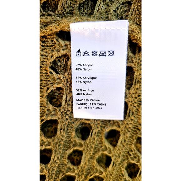 Anthropologie Open-Weave Long Cardigan Sweater, Olive Green, Retail $120 NWT NEW - Picture 9 of 11